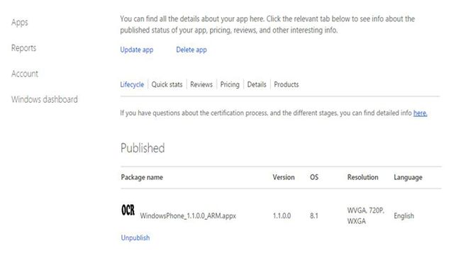 publish window application